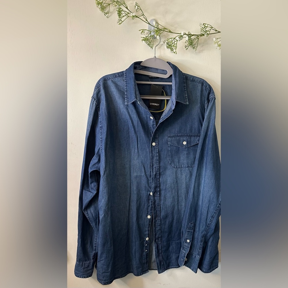 (A8)NWT Livergy |  Men's Blue Denim Button Down Shirt